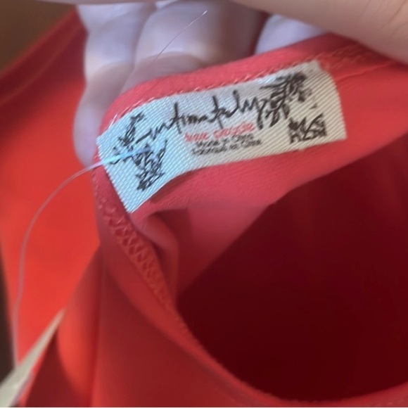 NWT Free People Plunge Neck Poinsetta Red Body Suit - Picture 7 of 7